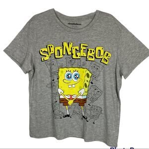 Nickelodeon SpongeBob Squarepants heather gray character t-shirt w/ mask XXL